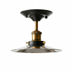 Vintage Semi Flush Mount Ceiling Light Fixture E27 Base Metal Lamp Shade For Kitchen, Living Room Chrome Without Bulb - thumbnail 1