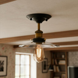Vintage Semi Flush Mount Ceiling Light Fixture E27 Base Metal Lamp Shade For Kitchen, Living Room Chrome Without Bulb - thumbnail 7