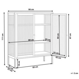 Beliani Glass Display Sideboard Lerryn Metal 90 Cm Beige - thumbnail 3