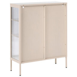 Beliani Glass Display Sideboard Lerryn Metal 90 Cm Beige - thumbnail 6