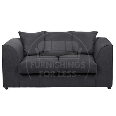 Furnishings For Less UK Casper Soft Chenille Fabric Fabric 2 Seater Sofa Black - Scatter Back - image 1
