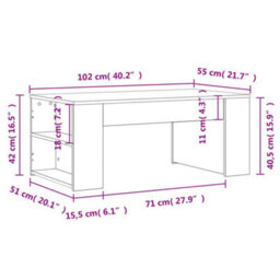 Berkfield Coffee Table White 102X55X42 Cm Engineered Wood - thumbnail 9