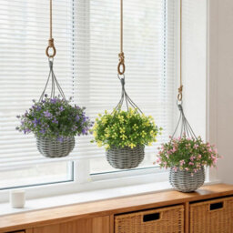 Ark Mat Artificial Floral Hanging Basket Uv Resistant 34Cm Indoor Outdoor (Purple) - thumbnail 2