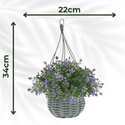 Ark Mat Artificial Floral Hanging Basket Uv Resistant 34Cm Indoor Outdoor (Purple) - thumbnail 3