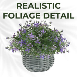 Ark Mat Artificial Floral Hanging Basket Uv Resistant 34Cm Indoor Outdoor (Purple) - thumbnail 6