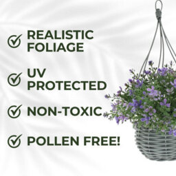 Ark Mat Artificial Floral Hanging Basket Uv Resistant 34Cm Indoor Outdoor (Purple) - thumbnail 4