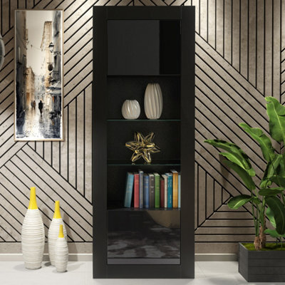 Creative Furniture Illume Display Cabinet 170Cm - Black With Gloss Doors - image 1