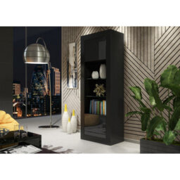 Creative Furniture Illume Display Cabinet 170Cm - Black With Gloss Doors - thumbnail 6