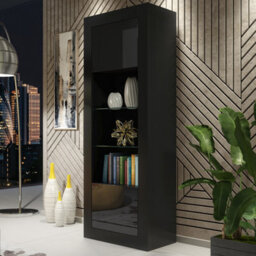 Creative Furniture Illume Display Cabinet 170Cm - Black With Gloss Doors - thumbnail 5