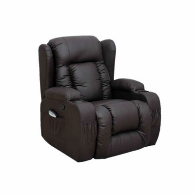 SquareBoxx Constantine 10-In-1 Massage Armchair Recliner Brown