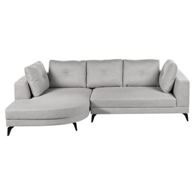 Beliani Corner Sofa 3 Seater Marum Faux Linen Grey Right Hand - image 1