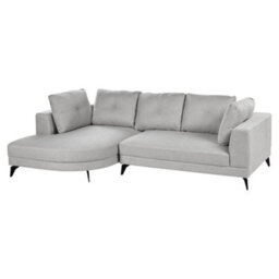 Beliani Corner Sofa 3 Seater Marum Faux Linen Grey Right Hand - thumbnail 4