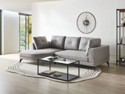 Beliani Corner Sofa 3 Seater Marum Faux Linen Grey Right Hand - thumbnail 2