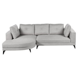 Beliani Corner Sofa 3 Seater Marum Faux Linen Grey Right Hand - thumbnail 1