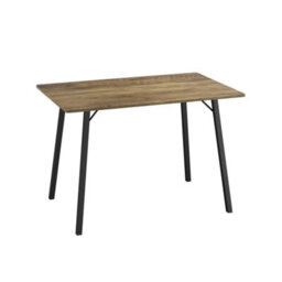 Dark Oak Wooden Rectangular Dining Table With Splayed Black Metal Legs Kitchen - thumbnail 3