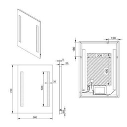 Sundaze 500 X 700mm Bathroom Led Mirror Button Switch With Illuminated Lights Demister Pad - thumbnail 4