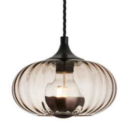 Industville Chelsea Textured Glass Round Pendant Light - 10 Inch, Ribbed Glass Shade - thumbnail 1