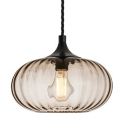 Industville Chelsea Textured Glass Round Pendant Light - 10 Inch, Ribbed Glass Shade - thumbnail 2