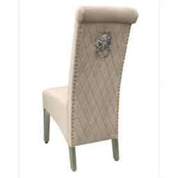 Home Luxe Interiors Pair Of 2 Sofia Beige Mink Chairs With Silver Legs And Lion Knocker - thumbnail 4