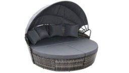Evre Bali Mixed Grey 3 Piece Modular Round Rattan Wicker Patio Garden Furniture Daybed - thumbnail 1