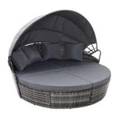 Evre Bali Mixed Grey 3 Piece Modular Round Rattan Wicker Patio Garden Furniture Daybed - thumbnail 5