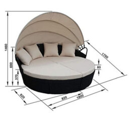 Evre Bali Mixed Grey 3 Piece Modular Round Rattan Wicker Patio Garden Furniture Daybed - thumbnail 6