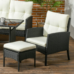 Outsunny 6 Pieces Rattan Garden Furniture Sofa Set With Cushions, Cream - thumbnail 7