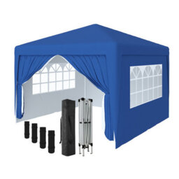 Sundaze Garden Pop Up Gazebo Party Tent Camping Marquee Canopy With 4 Sidewalls Carrying Bag Blue 3X3M