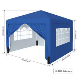 Sundaze Garden Pop Up Gazebo Party Tent Camping Marquee Canopy With 4 Sidewalls Carrying Bag Blue 3X3M - thumbnail 2