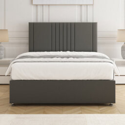 Bsspoke Monaco Divan Bed In Grey Plush Velvet With 24Inch Headboard No Mattress No Drawers In Single Double King 4Ft 6Ft - thumbnail 2