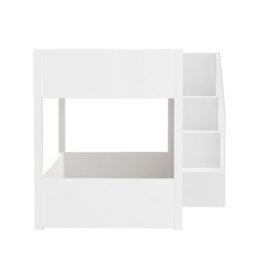 Abrihome Children's Bunk Bed, 2 Single Beds, Suitable For 2 Children Bed Frame With Stairs And Storage Cabinets, Stable Railings, White - thumbnail 5