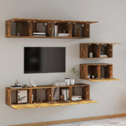 Berkfield 4 Piece Tv Cabinet Set Smoked Oak Engineered Wood - thumbnail 6