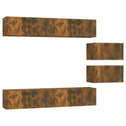 Berkfield 4 Piece Tv Cabinet Set Smoked Oak Engineered Wood - thumbnail 2