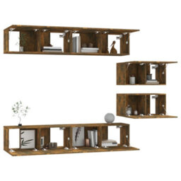 Berkfield 4 Piece Tv Cabinet Set Smoked Oak Engineered Wood - thumbnail 7