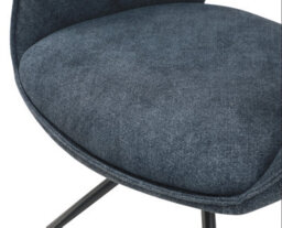 Set Of 4 Dining Chairs, Pyramid Style Blue Claw-Patterned Fabric Desk Chairs, Hollow Back Armchairs - thumbnail 3