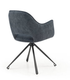 Set Of 4 Dining Chairs, Pyramid Style Blue Claw-Patterned Fabric Desk Chairs, Hollow Back Armchairs - thumbnail 6