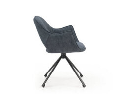 Set Of 4 Dining Chairs, Pyramid Style Blue Claw-Patterned Fabric Desk Chairs, Hollow Back Armchairs - thumbnail 5