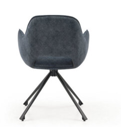 Set Of 4 Dining Chairs, Pyramid Style Blue Claw-Patterned Fabric Desk Chairs, Hollow Back Armchairs - thumbnail 7