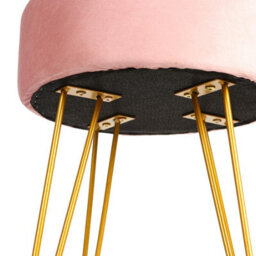 Harbour Housewares 2X Velvet Footstools - Round Modern Dressing Table Footstool Vanity Seat Chairs - 40 X 35Cm - Pink/gold - thumbnail 5