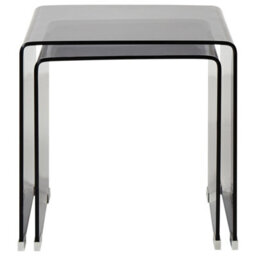 Beliani Set Of 2 Side Tables Kendall Tempered Glass Black - thumbnail 5