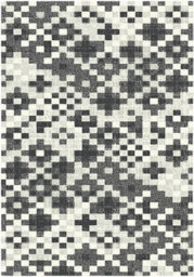 Aspect Furniture Black/grey Fractals Vintage Geometric Check Pattern Area Rug - thumbnail 2