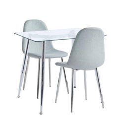 Hallowood Furniture Cullompton Small Rectangular Glass Dining Table (0.8M) With 2 Chairs (Cha501-Sgy) - thumbnail 8
