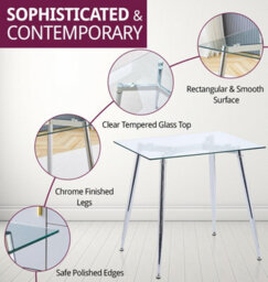 Hallowood Furniture Cullompton Small Rectangular Glass Dining Table (0.8M) With 2 Chairs (Cha501-Sgy) - thumbnail 4