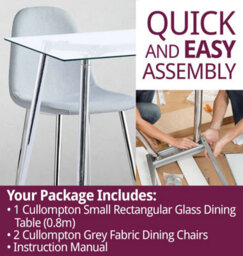 Hallowood Furniture Cullompton Small Rectangular Glass Dining Table (0.8M) With 2 Chairs (Cha501-Sgy) - thumbnail 7