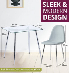 Hallowood Furniture Cullompton Small Rectangular Glass Dining Table (0.8M) With 2 Chairs (Cha501-Sgy) - thumbnail 3