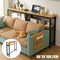 Black 2 Tier Long Console Table Sofa Table Furniture Hallway Table Entryway Display Shelfrack - thumbnail 3