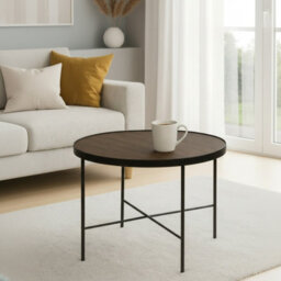 Tre 600 Elegant Coffee Table 60X60 Cm With Metal Legs Modern Durable Living Room Design American Walnut - thumbnail 3