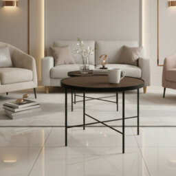 Tre 600 Elegant Coffee Table 60X60 Cm With Metal Legs Modern Durable Living Room Design American Walnut - thumbnail 1