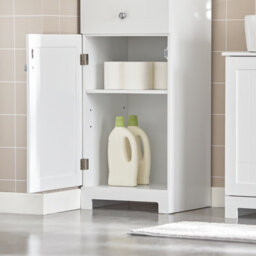 Sobuy Bzr17-W, Bathroom Storage Cabinet Unit With 3 Shelves 1 Drawer 1 Cabinet,white,w40Xd35Xh161.5 - thumbnail 4