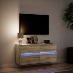 Berkfield Durable Tv Wall Cabinet With Led Lights Sonoma Oak 100X31X45 Cm - thumbnail 5